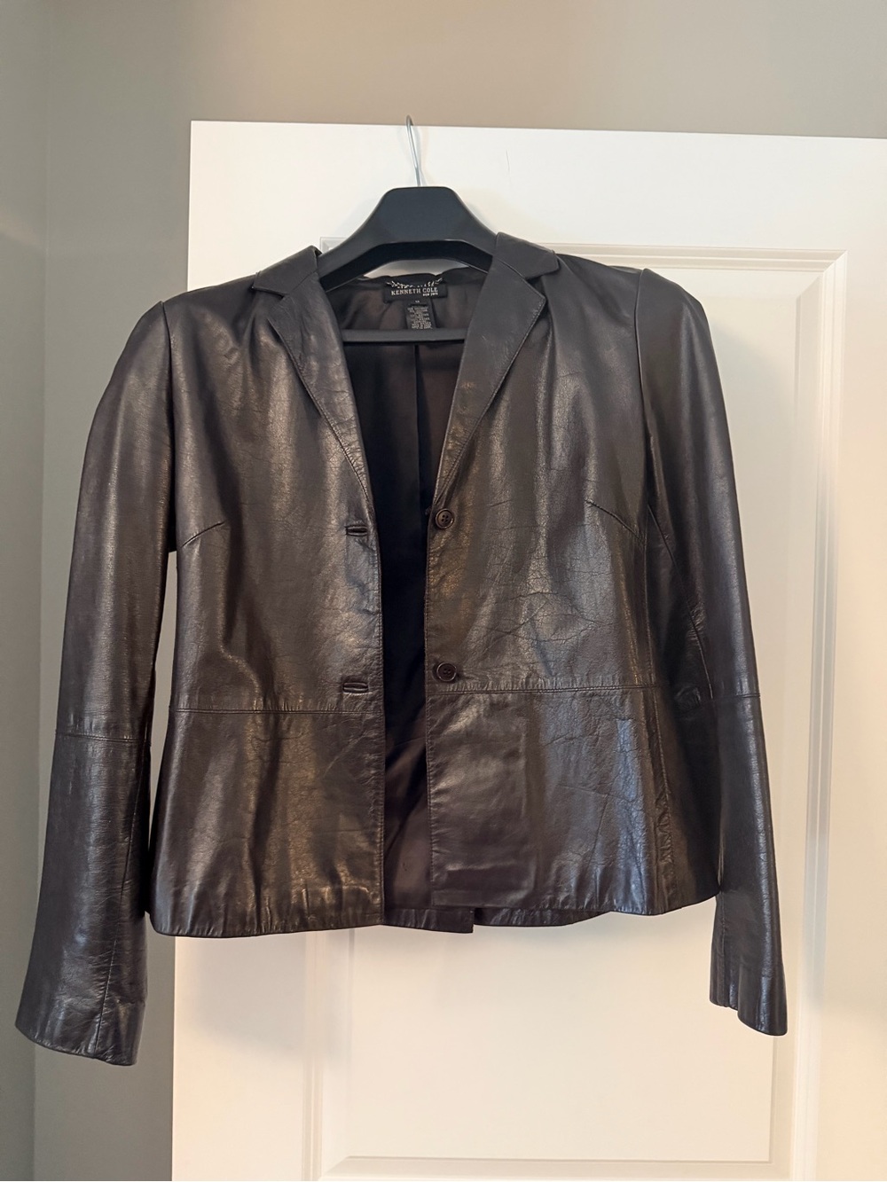 Kenneth Cole Deep Eggplant Leather Blazer Jacket